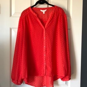 Sheer blouse bright coral